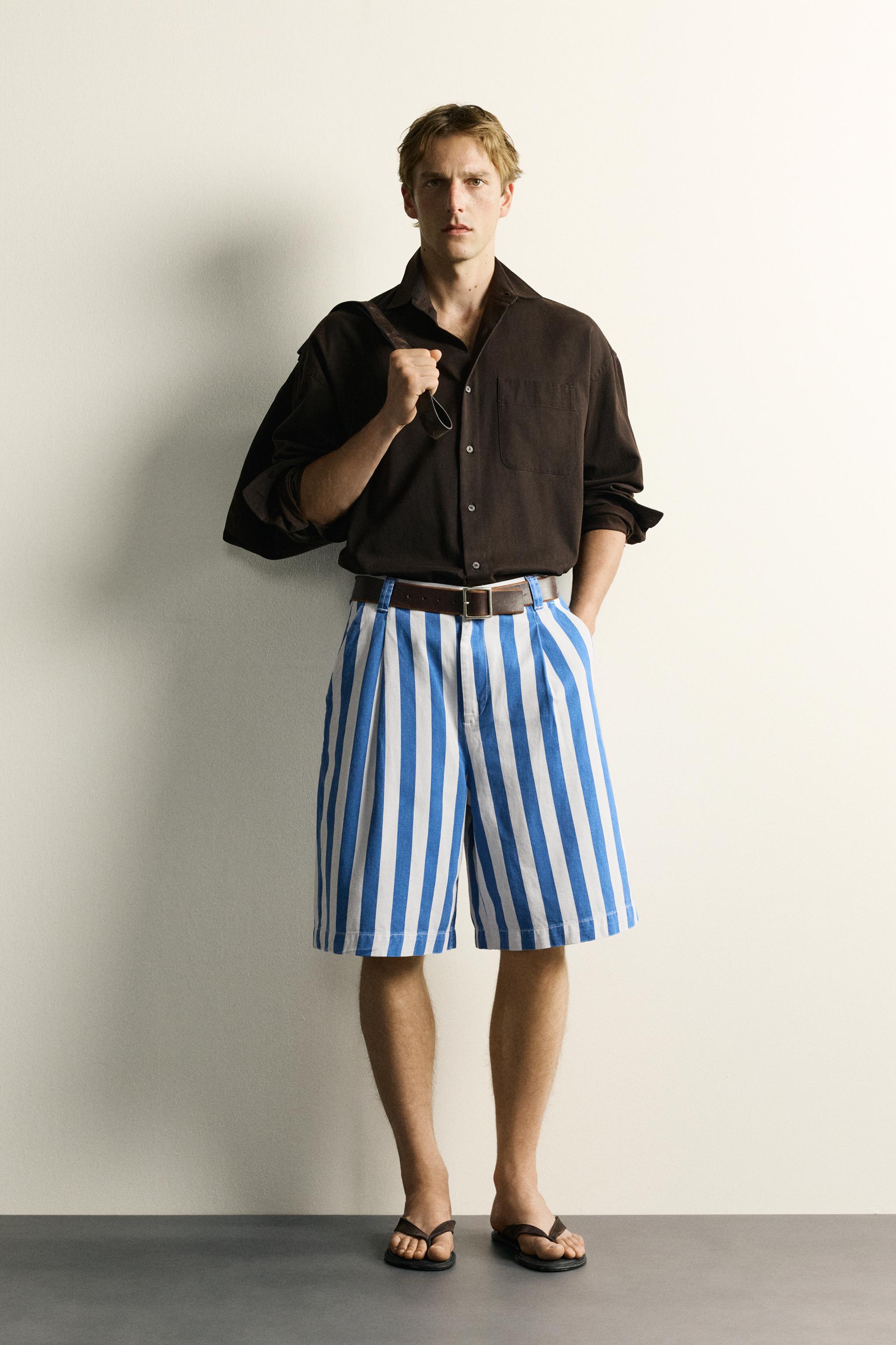 WIDE FIT STRIPED SHORTS